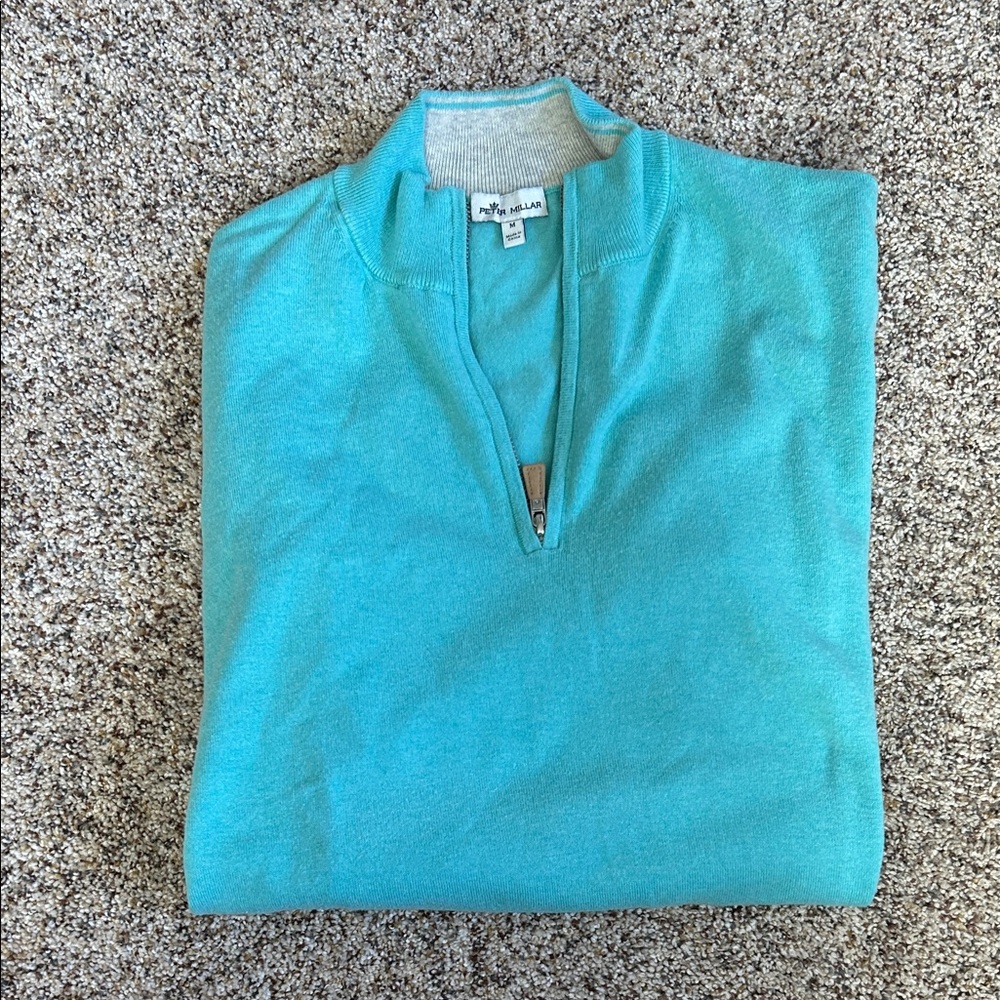 Peter Millar Aqua Quarter-Zip Pullover